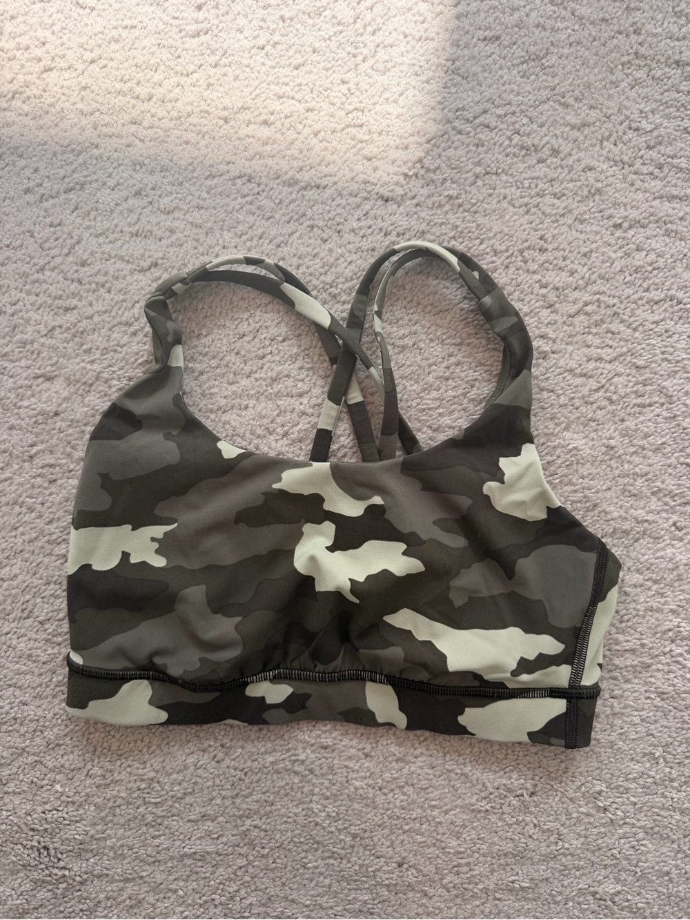lululemon athletica Olive Camo Strappy Sports Bra